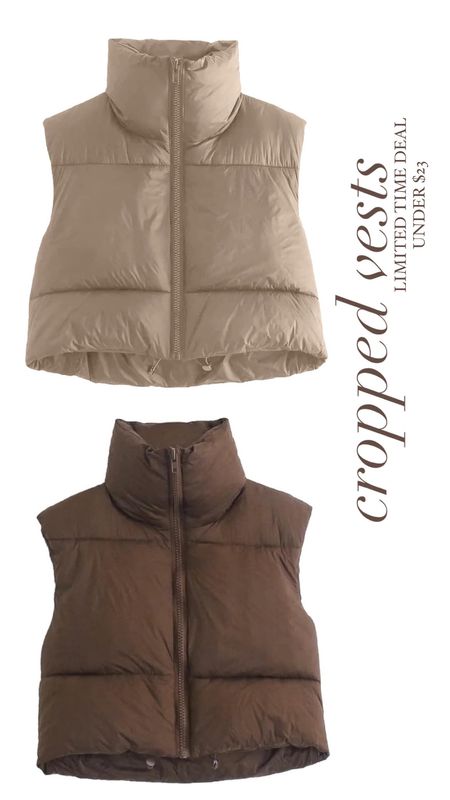 Cropped Puffer Vests are back for 2023 & they’re an @Amazon #lighteningdeal for udner $23 NOW ⚡️

#LTKfindsunder50 #LTKSeasonal