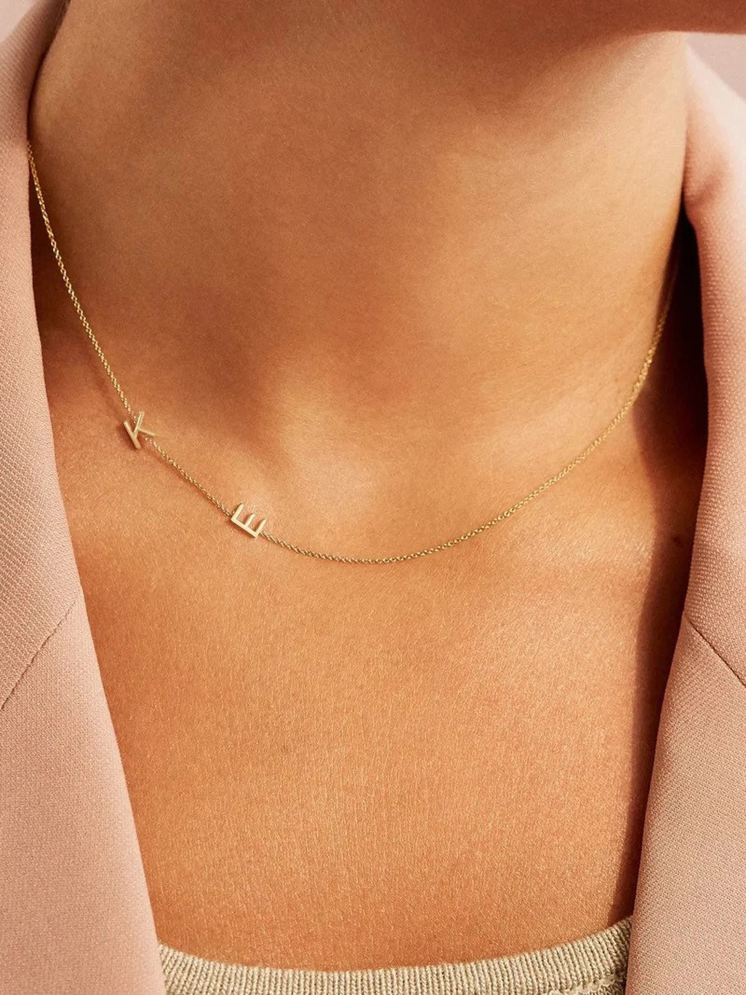 14K Gold Initial Necklace,Personalized Necklace,Letter Necklace,Minimalist Necklace,Personalized ... | Etsy (US)