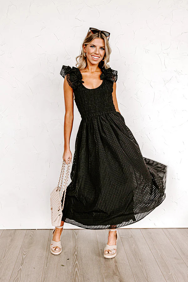 Divine Downtime Gingham Midi In Black | Impressions Online Boutique
