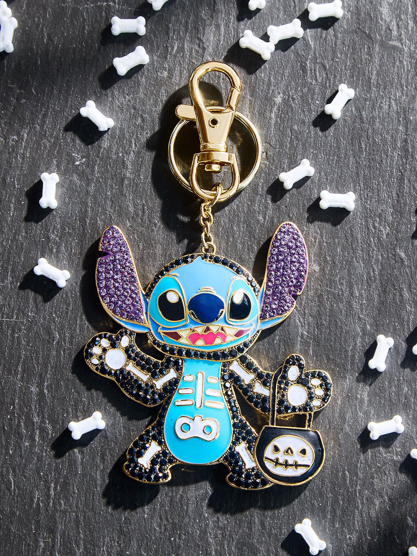 Stitch Disney 2D Skeleton Bag Charm - Stitch Skeleton Glow-In-The-Dark Bag Charm | BaubleBar (US)