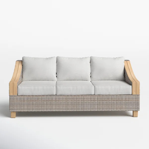 Carlton 78'' Wicker Outdoor Sofa with Sunbrella Cushions | Wayfair North America