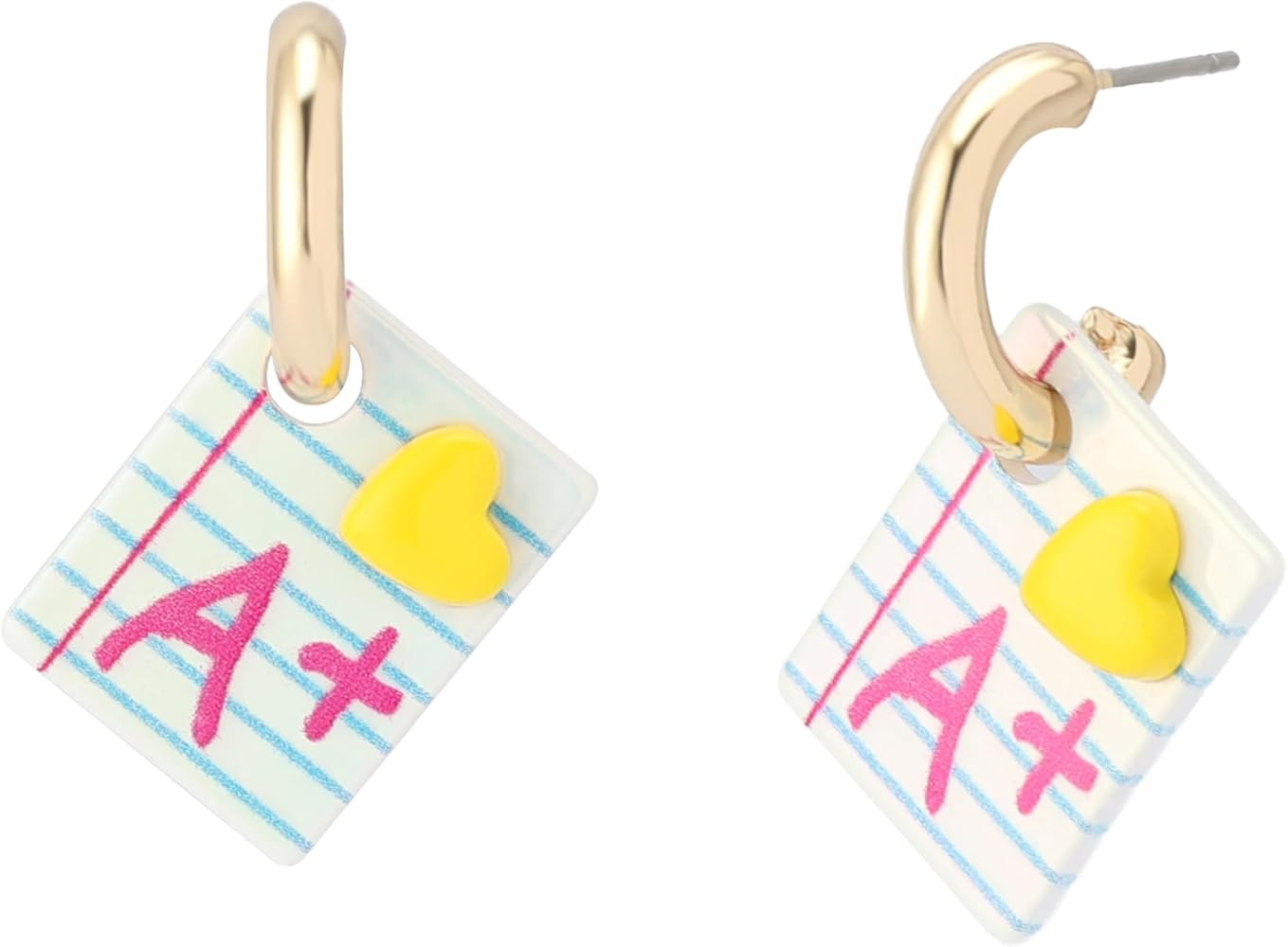 Betsey Johnson Women's Straight A's Charm Huggie Earrings | Amazon (US)