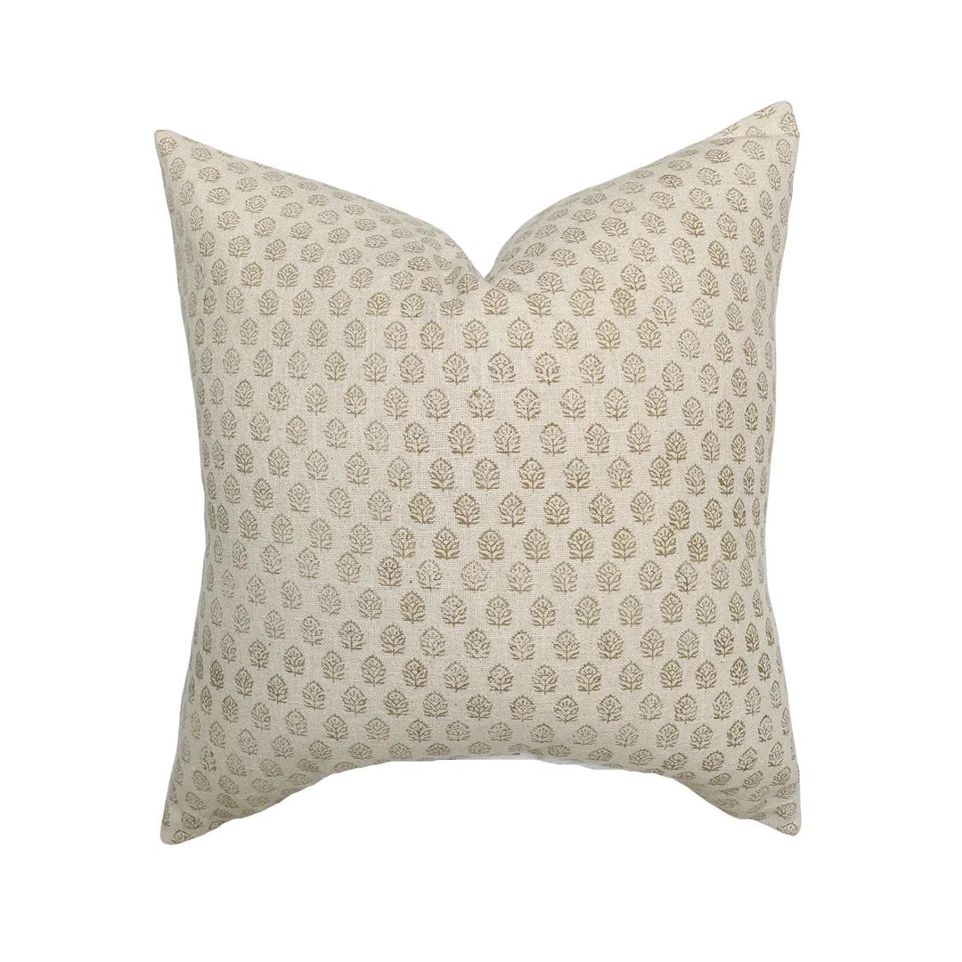 Paige | Ivory Tan Floral Handblock Pillow Cover | Warm Tone Designer Fabric | Neutral Home Decor ... | Etsy (US)