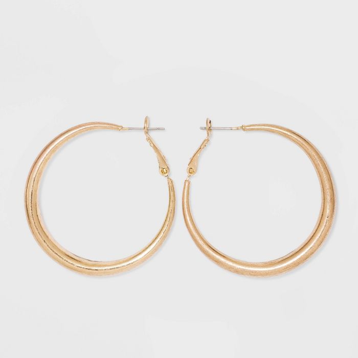 Worn Gold Hoop Post and Hinge Earrings - Universal Thread&#8482; Gold | Target