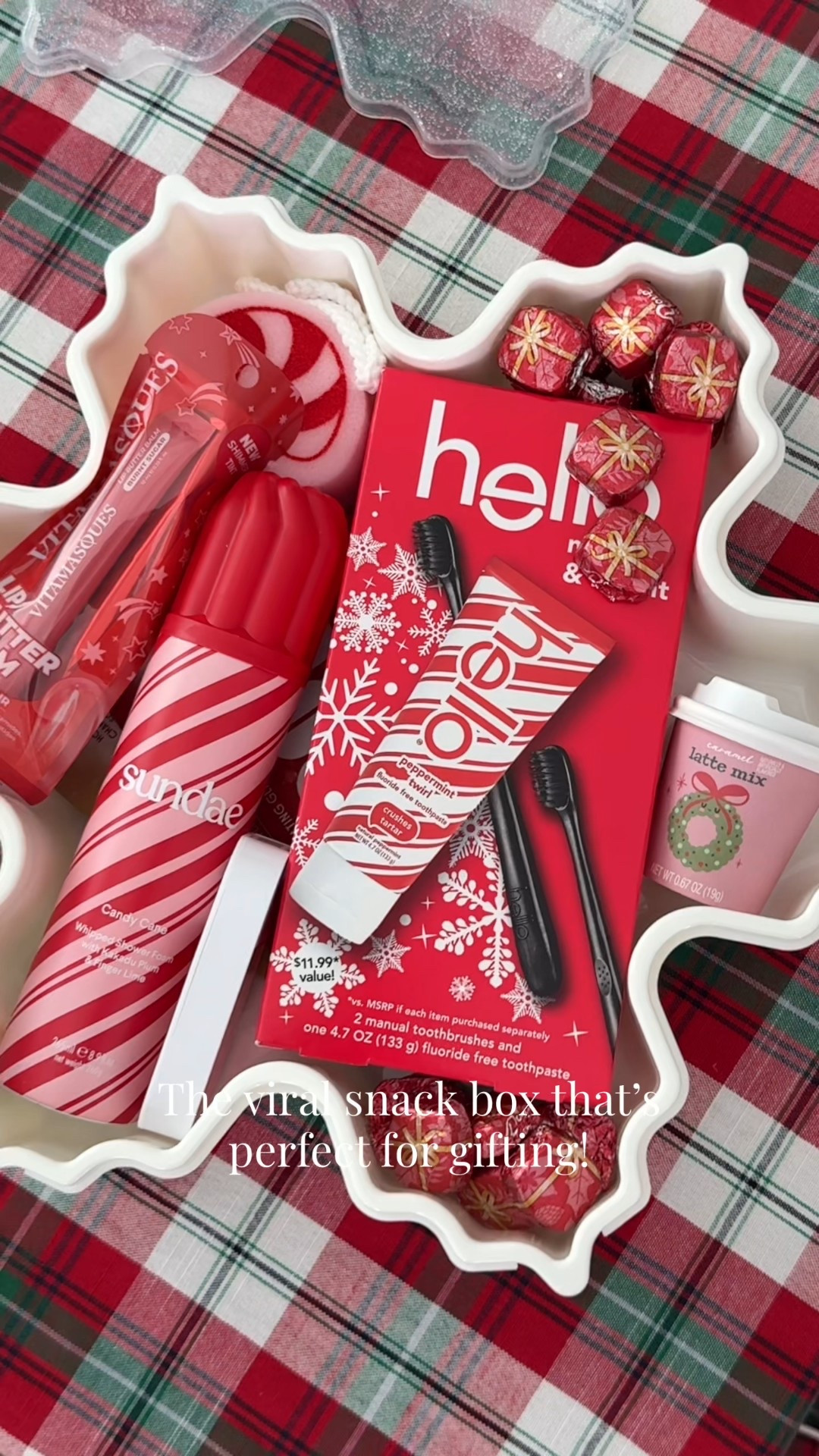 Let’s fill the viral snowflake snack box with pretty practical things she will love! ❤️❄️
I love a theme so I found all the cutest red and white goodies; face and eye masks, peppermint toothpaste, bath foam, bath bomb, lip gloss, latte mix, hand sanitizer, and chocolates. This gift is perfect for any girlie who loves cozy season! 

#LTKGiftGuide #LTKBeauty #LTKHoliday