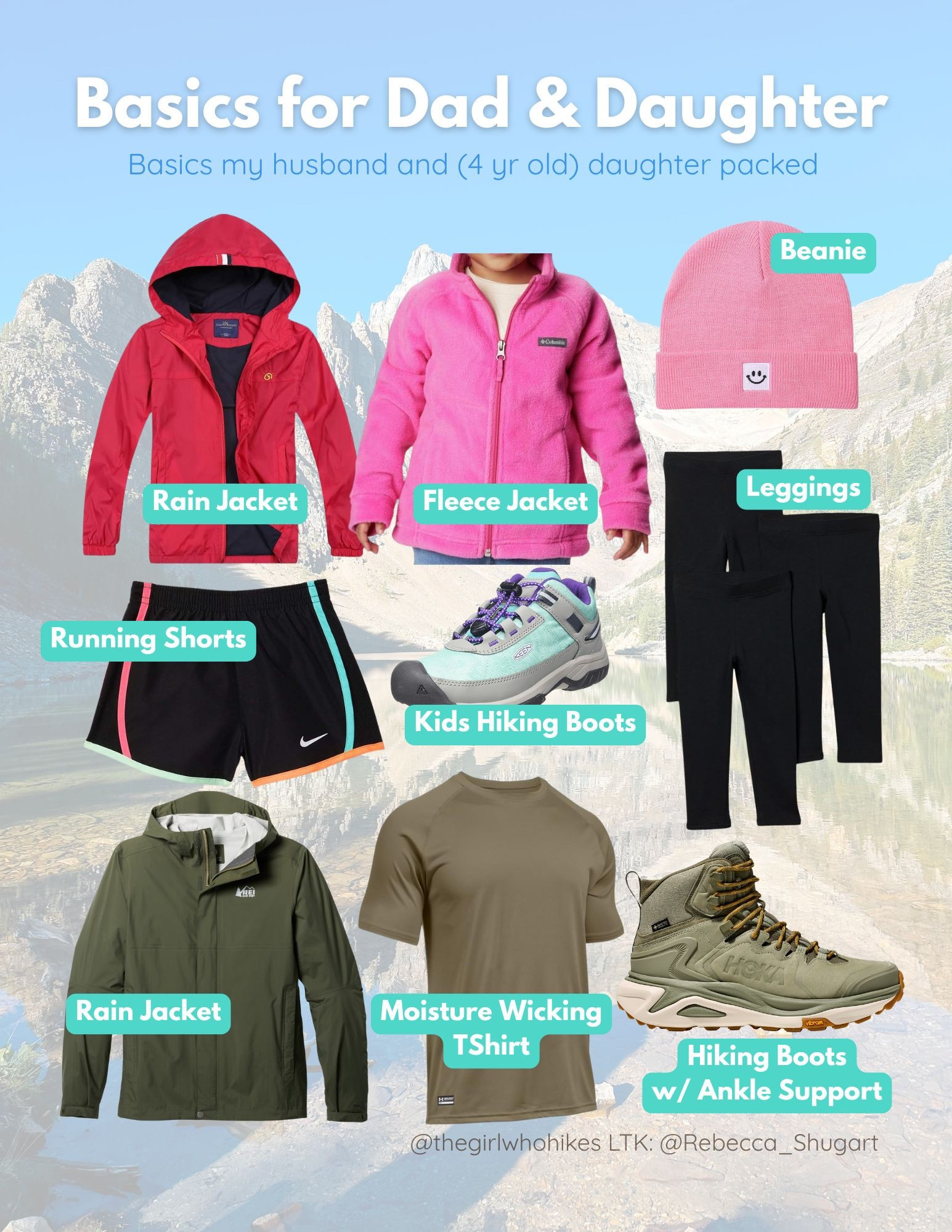 Basics my daughter and husband used each day on our Banff trip! 
The Columbia fleece jacket was perfect for chilly mornings ! This isn’t the exact rain jacket my daughter had, but the red color looks great in pictures against the scenery in Banff! 
She wore leggings everyday under her shorts to protect her legs and a beanie in the mornings! 

These Keen hiking boots held up SO well for her hiking through the Rockies. 

My husband’s favorite rain jacket is his one from REI. He loves wearing moisture wicking shirts to stay cool for hiking. 
He has a pair of HOKA hiking boots that he swears by. They don’t make the ones he has anymore but these are very close! Having ankle support is a must! 

#LTKKids #LTKTravel #LTKMens