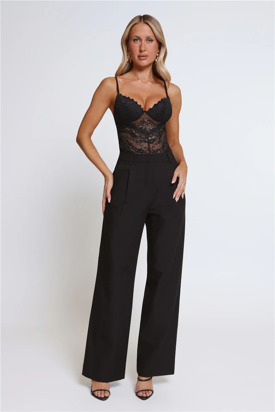Stylish Structure Tailored Pants Black | Hello Molly (US)