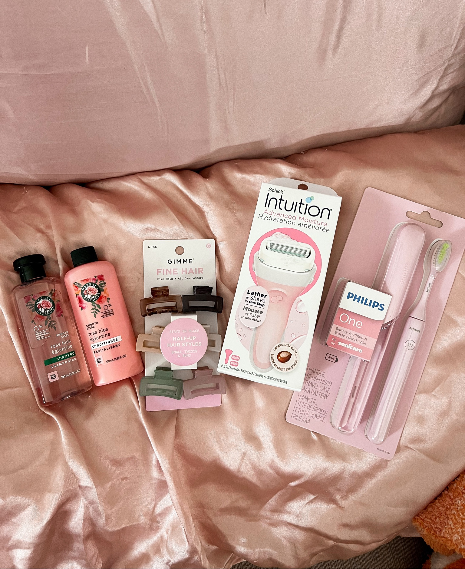 Pack with me for vacation 

Shampoo 
Conditioner 
Travel size 
Herbal essences 
Gimme 
Gimme beauty 
Gimme fine hair 
Claw clips 
Hair ties 
Razor 
Schick 
Schick intuition 
Phillips one 
Toothbrush
Pink 
Aesthetic 
Target 


#LTKSummerSales #LTKTravel #LTKBeauty