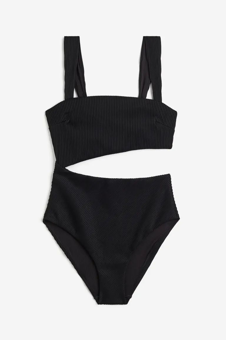 Padded-cup High-leg Swimsuit - Black - Ladies | H&M US | H&M (US + CA)