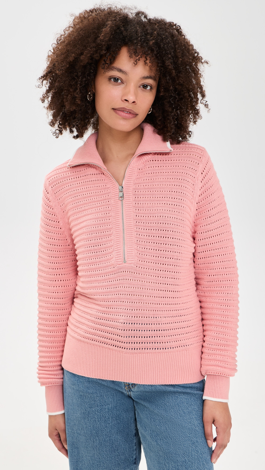 Varley Morwenna Half Zip Knit Pullover Mellow Rose XL | Shopbop