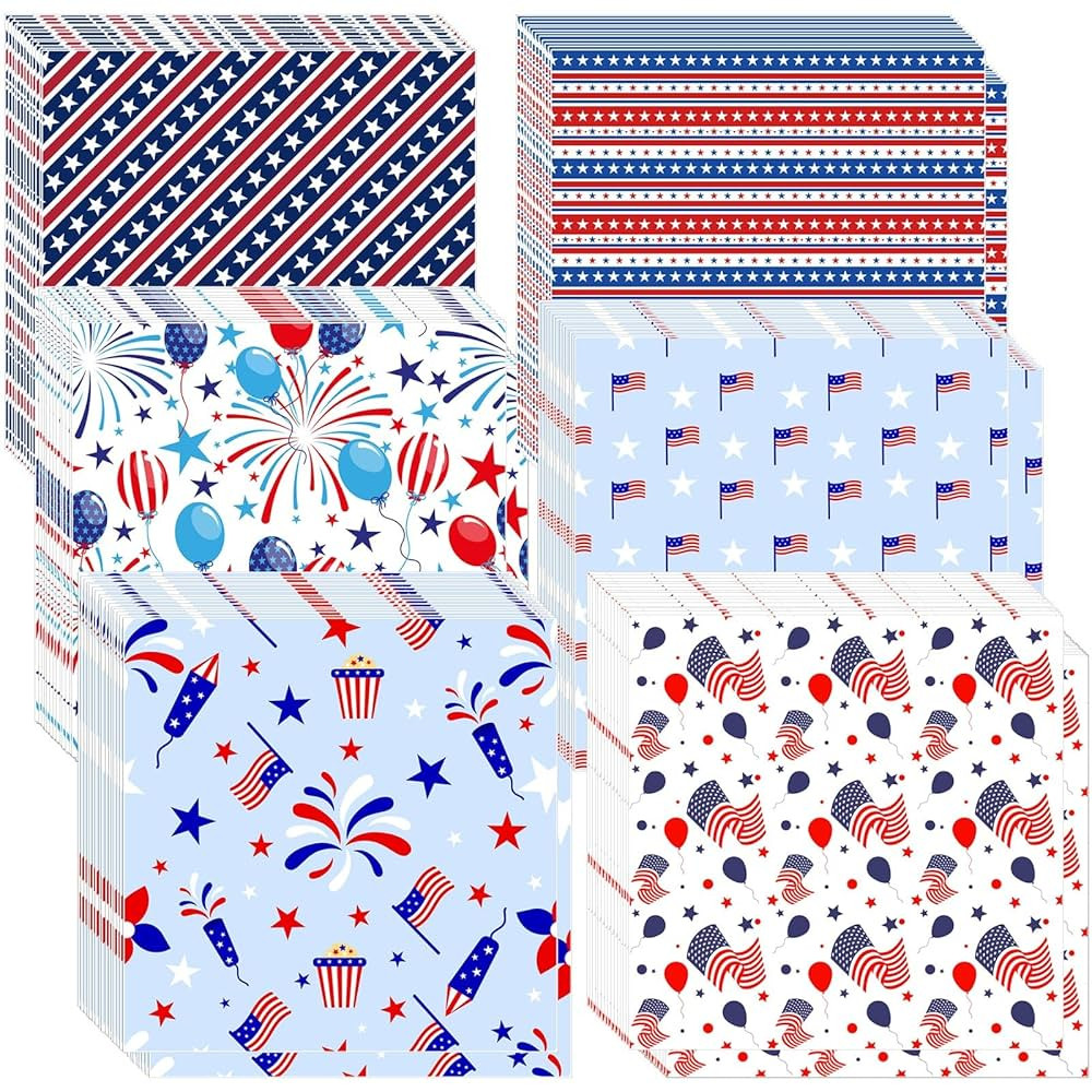Ireer 300 Pcs Patriotic Wax Paper Patriotic Deli Paper 12x12 Inch Independence Day Wax Sheets 4th... | Amazon (US)