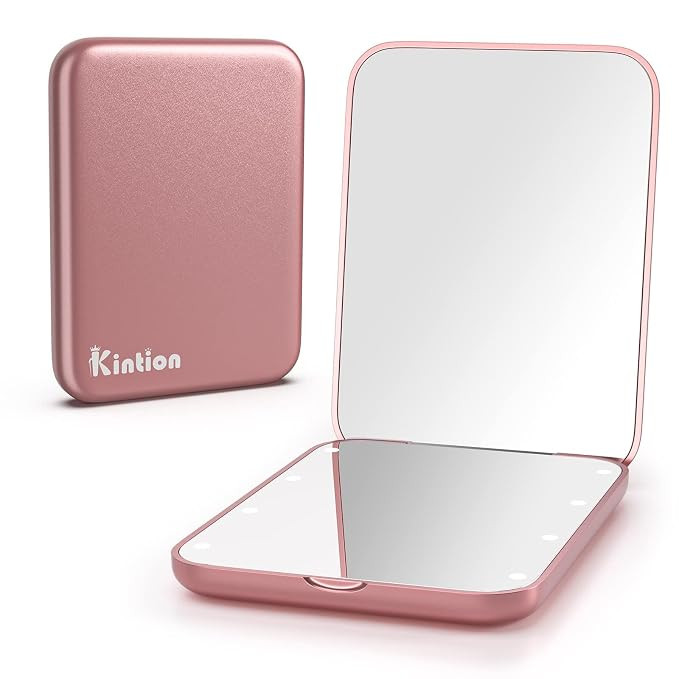 Kintion Pocket Mirror, 1X/3X Magnification LED Compact Travel Makeup Mirror with Light for Purse,... | Amazon (US)