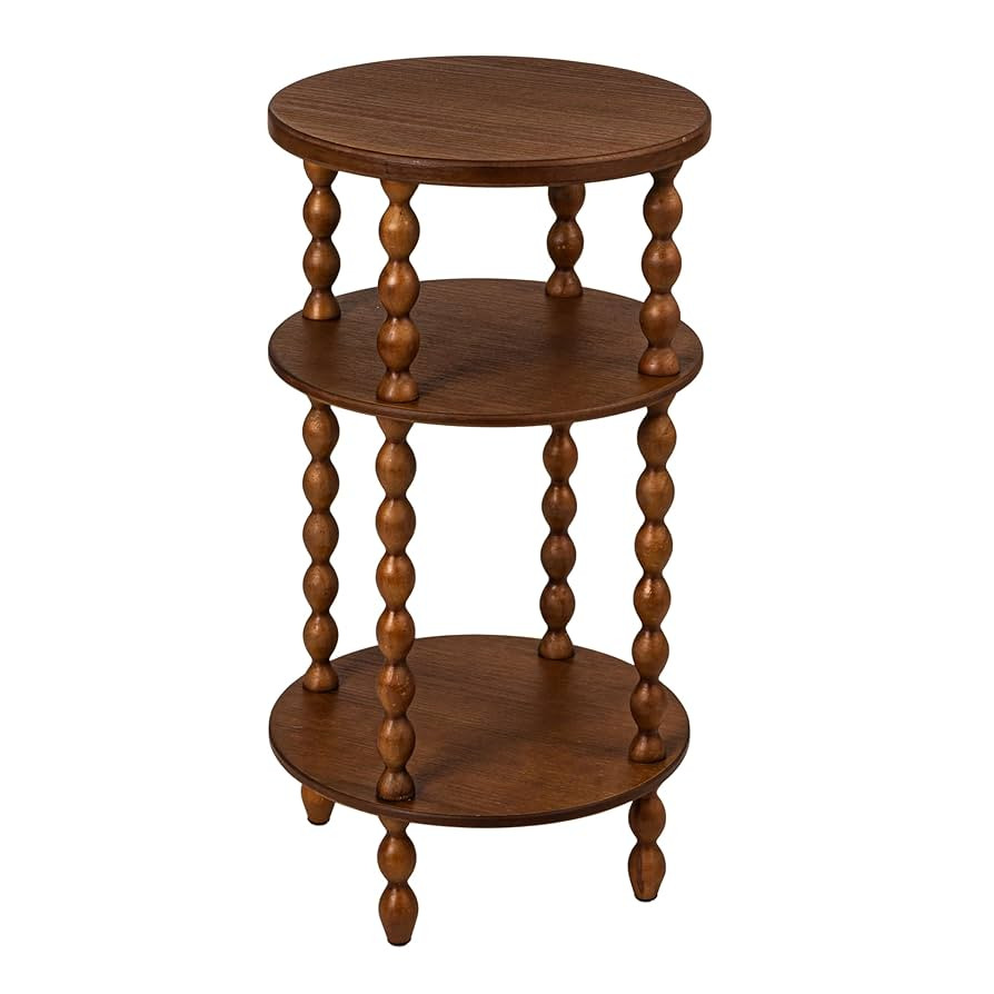 Creative Co-Op Bobbin Leg Round Wood Accent Table, Walnut | Amazon (US)