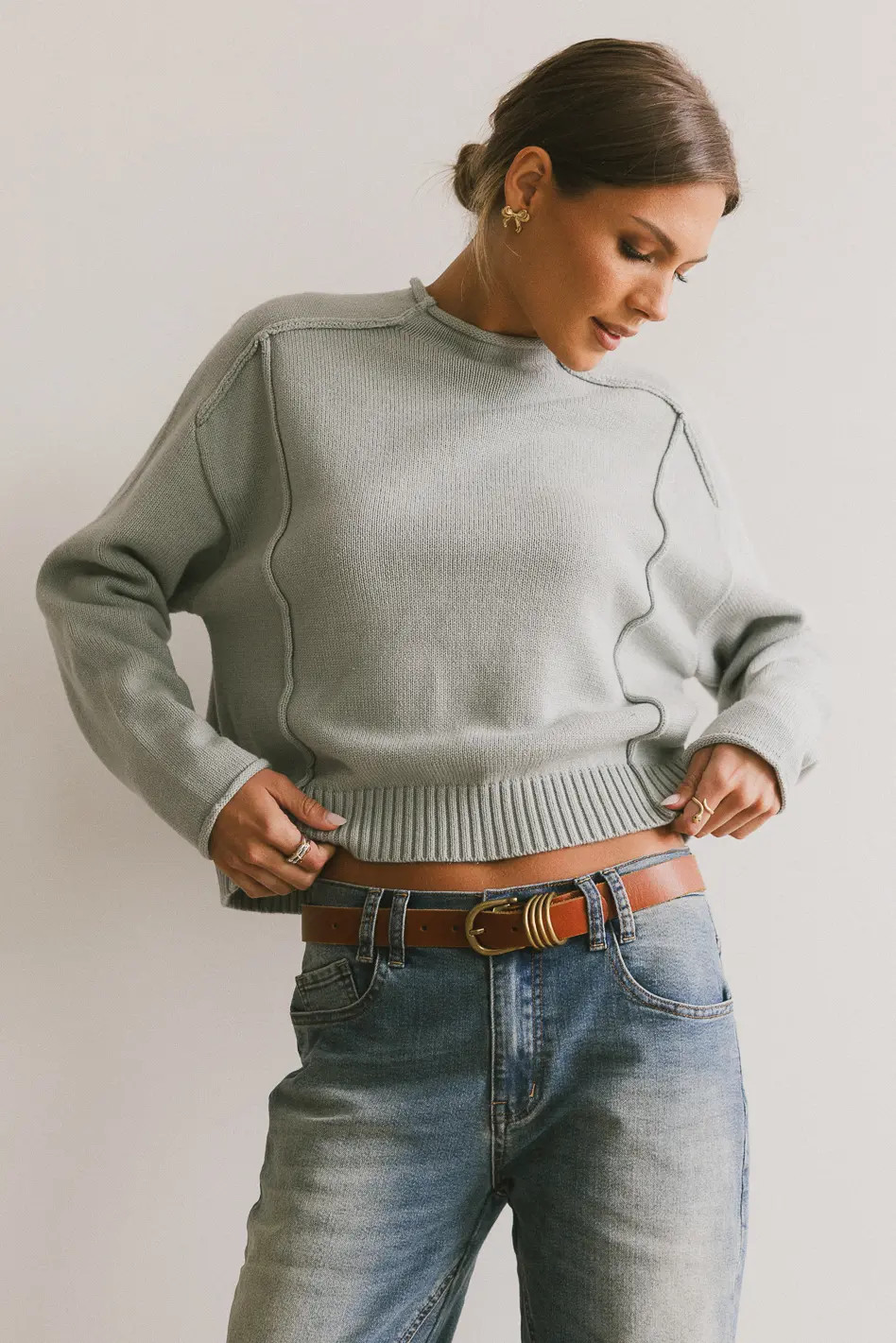 Leander Knit Sweater in Dusty Blue | Böhme US