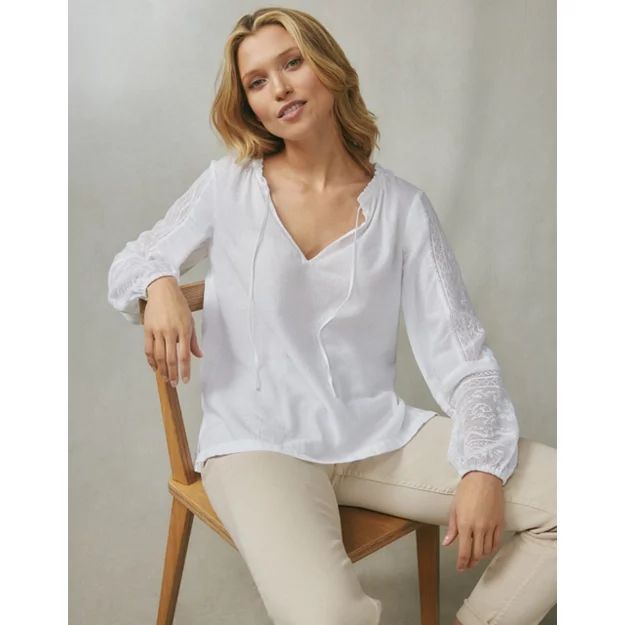 The Siena Lace-Insert Organic-Cotton Blouse | Tops & T-Shirts | The  White Company | The White Company (UK)