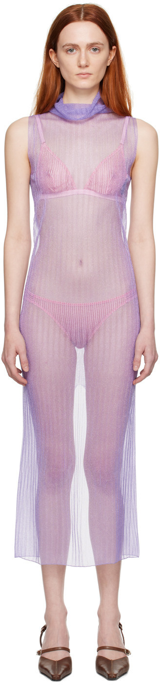 JUNEYEN Purple Sheer Midi Dress | SSENSE