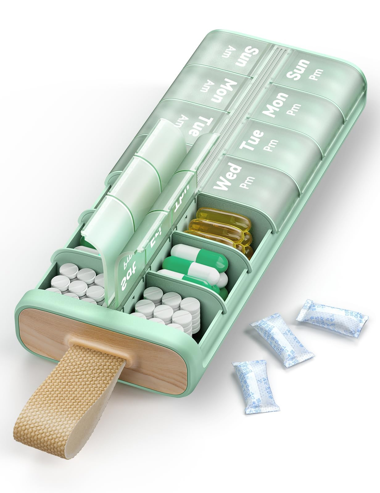 AM PM Pill Organizer 7 Day, 2 Times a Day Weekly Pill Box with Moisture-Proof Desiccant, Compact ... | Amazon (US)