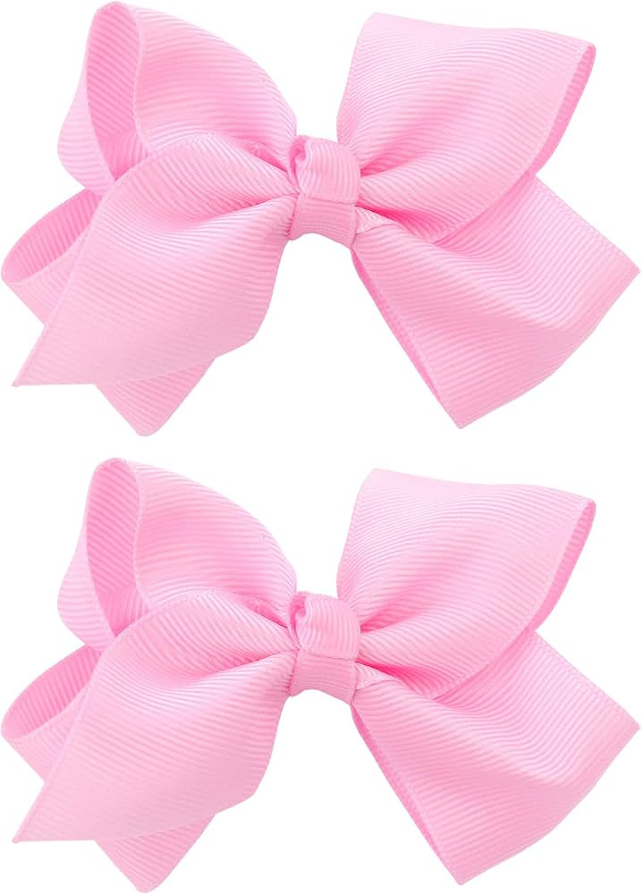 NYFASHION101 Toddlers' Girls' Smooth Grosgrain Ribbon Bow Alligator Clip, Light Pink | Amazon (US)