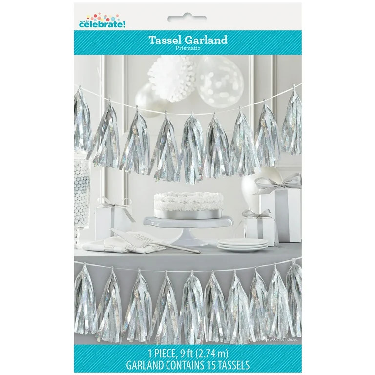 Prismatic Foil Silver Tassel Garland, 9ft | Walmart (US)