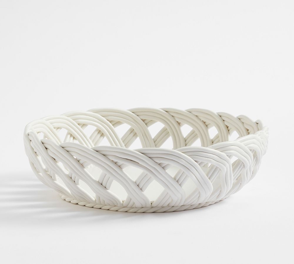 Rustic Woven Ceramic Serving Bowl | Pottery Barn (US)