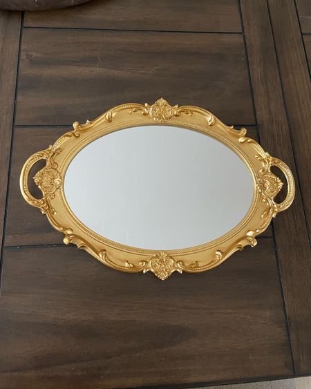 I am using this tray for our wedding. Our ring bearers will walk down the aisle with our rings on top. It can also be used as a mirror decorative tray, bathroom tray, makeup tray, jewelry tray. Very affordable!
Gold tray, antique looking tray.

#LTKwedding #LTKhome #LTKFind