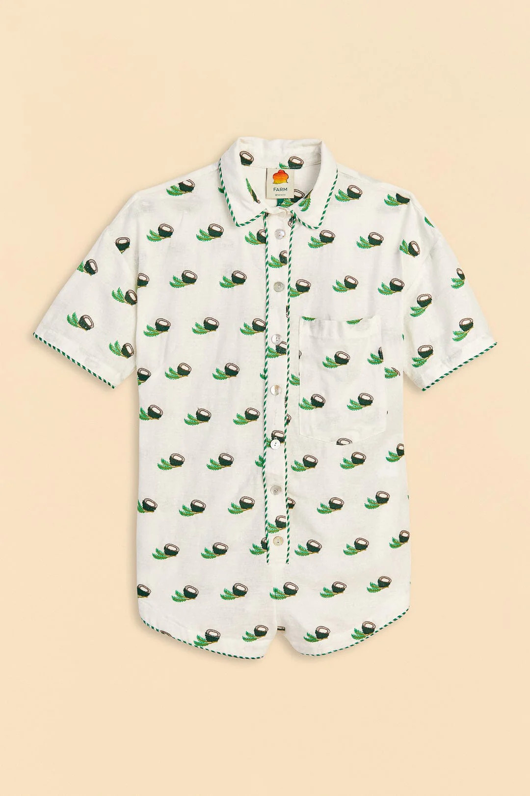 Cross Stitch Coconut Embroidered Romper | FarmRio (US)