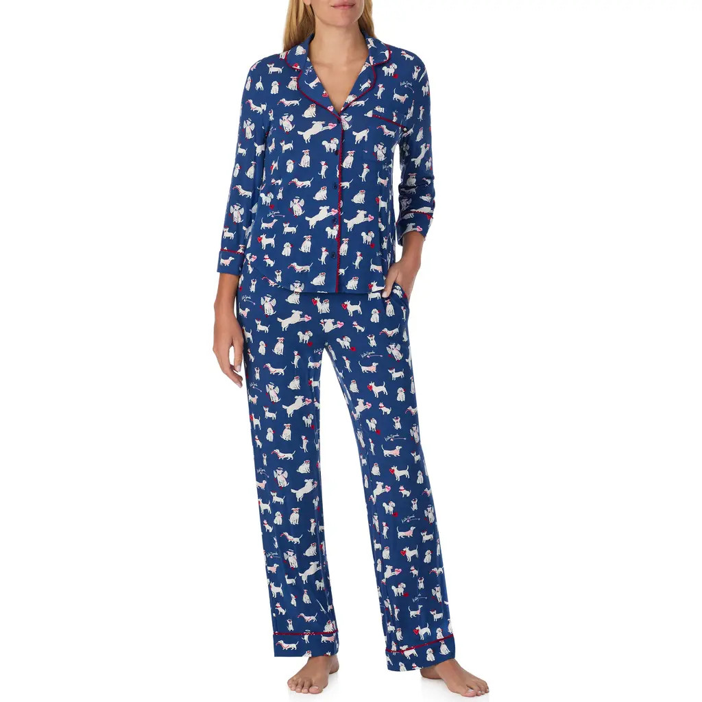 Kate Spade New York print pajamas in Dark Blue/Print at Nordstrom, Size Medium | Nordstrom