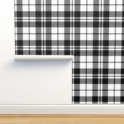 Spoonflower Peel and Stick Removable Wallpaper Black And White Print, 9ft x 2ft Roll | Spoonflower