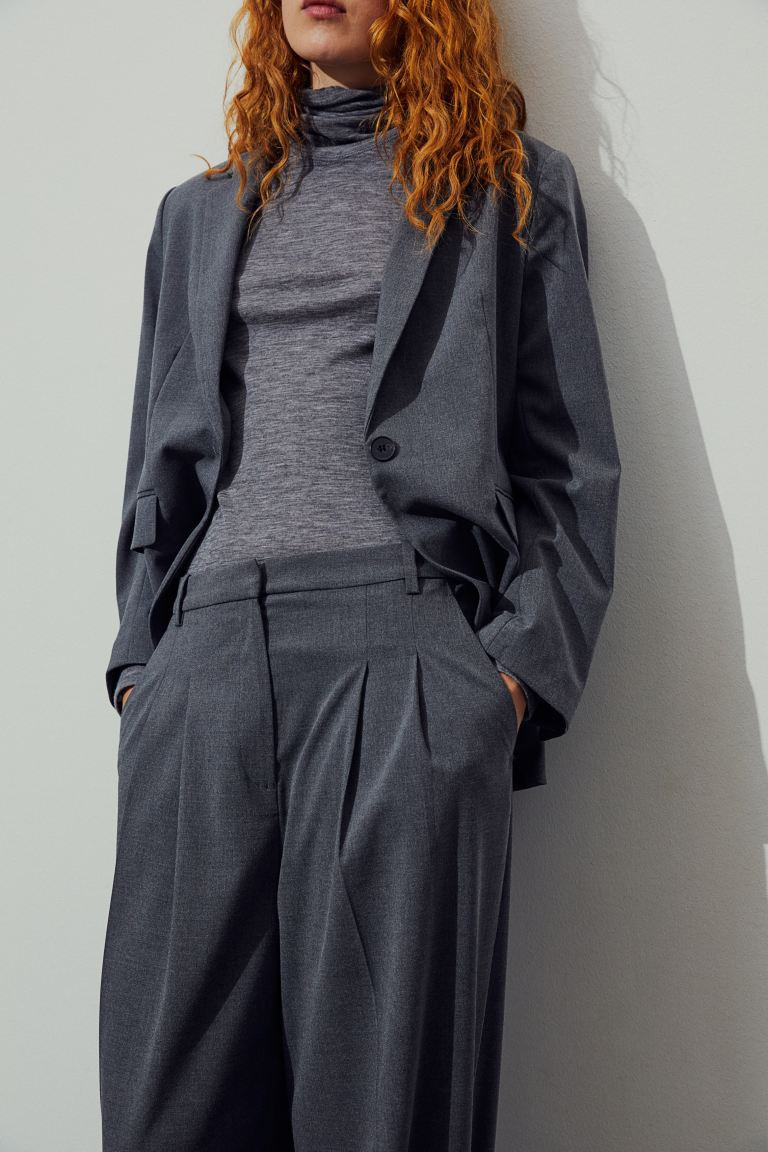 Pantalon large - Gris chiné - FEMME | H&M FR | H&M (FR, IT, ES, PT, BE)