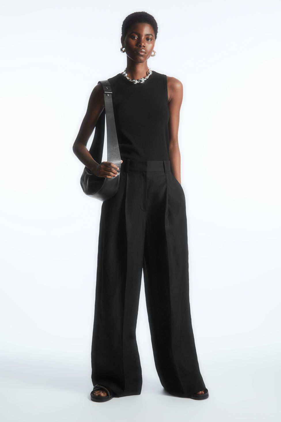 HIGH-WAISTED WIDE-LEG TROUSERS - BLACK - COS | COS UK