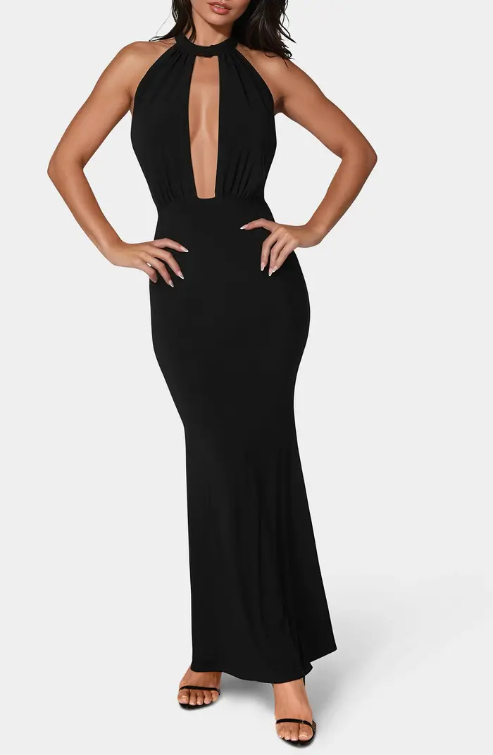 bebe Halter Plunge Neck Maxi Dress | Nordstromrack | Nordstrom Rack