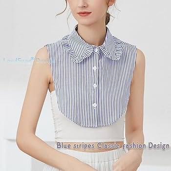 LoudSung Faux col détachable faux col demi-chemise col bleu rayé haut élégant pour femmes fil... | Amazon (CA)