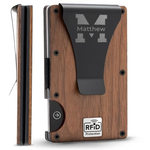 Custom Wallets For Men - Slim Personalized Wallet Gifts for Him, Mens Customized Wallet, Minimalist Engraved Wallet Clip Gifts for Dad, Fiance, Husband, Son, Father, Boyfriend - Anniversary, Birthday | Amazon (US)