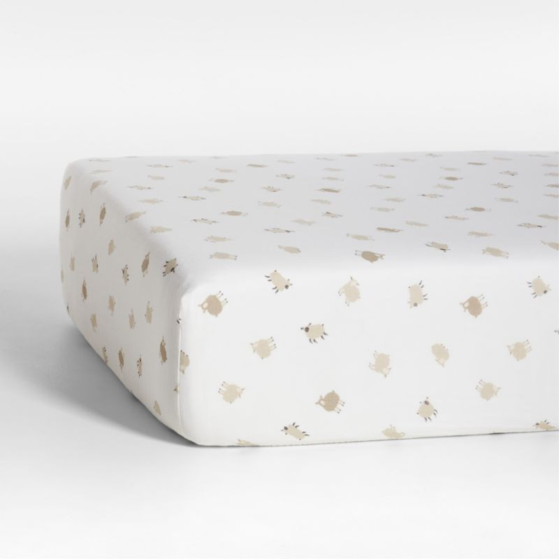 Sheep Gauze Organic Cotton Baby Crib Fitted Sheet + Reviews | Crate & Kids | Crate & Barrel