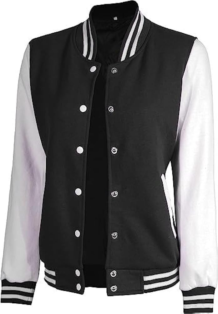 Women's Varsity Letterman Bomber Jacket: Baseball Style for Ladies in Black, Red, Maroon. Yellow ... | Amazon (US)