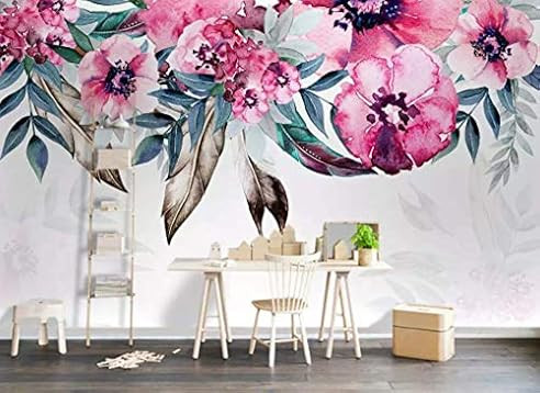 Murwall Peony Wallpaper Watercolor Floral Wall Mural Flower Drawing Wall Art Class… | Amazon (US)