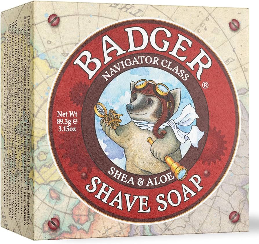 Badger - Shaving Soap Puck, Aloe Vera & Coconut Oil with Bergamot Essential Oil, Natural Shave So... | Amazon (US)