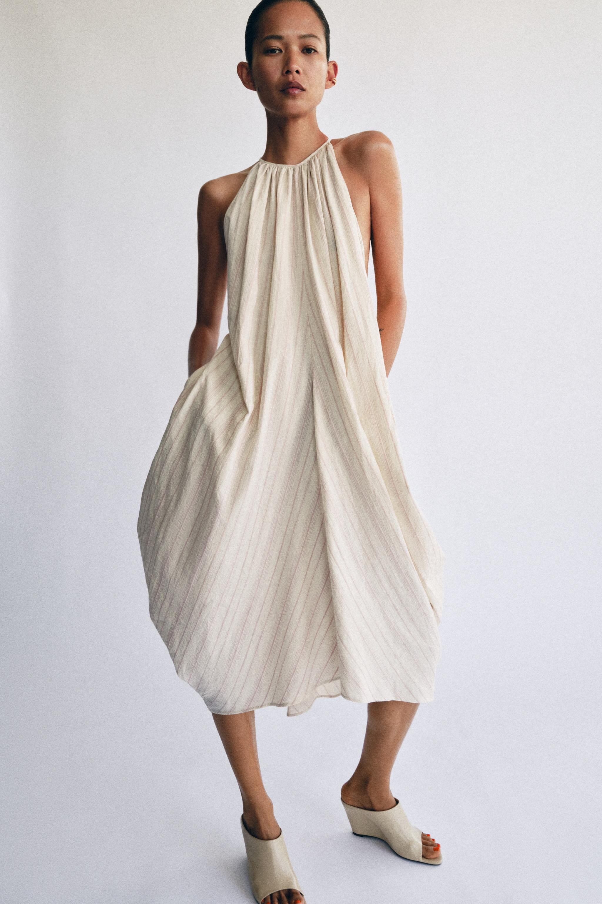 HALTER DRESS WITH LINEN ZW COLLECTION | Zara US