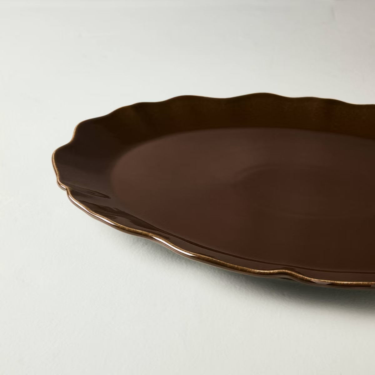 Ceramic Wavy Edge Serving Platter Brown - Hearth & Hand™ with Magnolia | Target