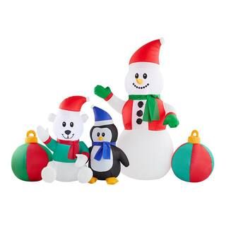 Home Accents Holiday 6.5 ft Pre-Lit LED Snowman and Friends Christmas Inflatable-117597 - The Hom... | The Home Depot