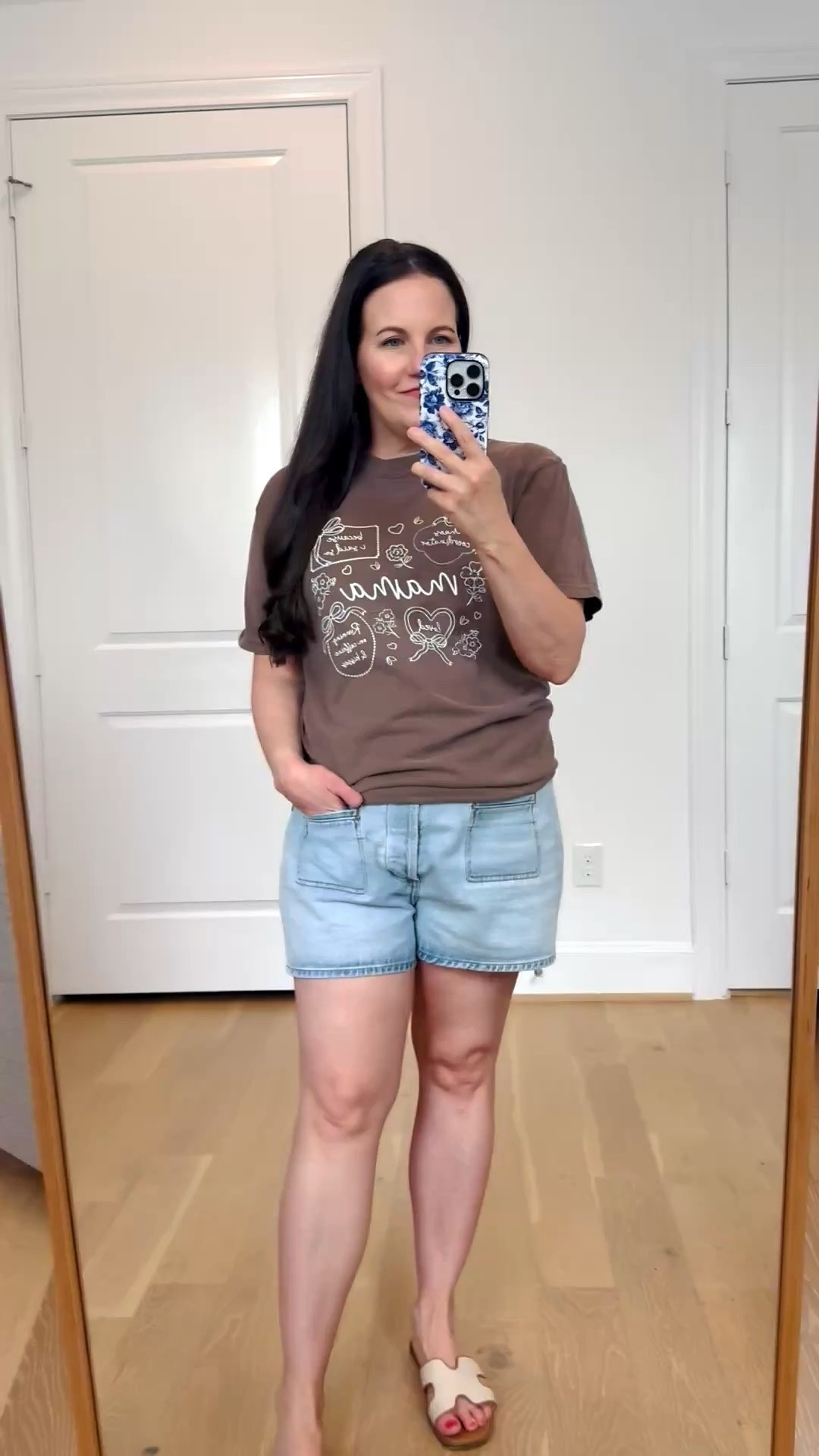 A summer outfit I’ll be wearing on repeat. This easy mom outfit pairs a Caden Lane Mama graphic shirt with the best denim shorts, and comfortable slide sandals for an effortless everyday look. These button fly jean shorts are flattering, comfortable, and a must-have staple for warm-weather style. Whether you’re heading on vacation, running errands, spending the day with your little ones, or looking for an easy weekend outfit, this casual and comfortable combination is perfect for busy moms who still want to feel put together.

#LTKmomlife #LTKSeasonal #LTKootd