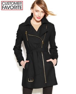 Michael Michael Kors Asymmetrical Belted Walker Coat | Macys (US)