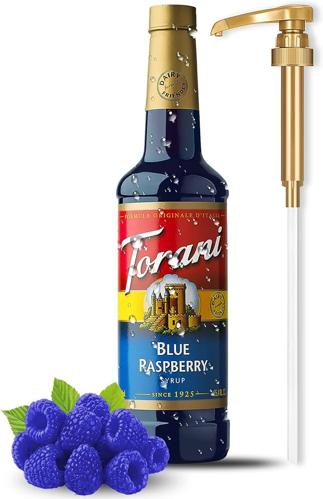 Torani Blue Raspberry Syrup with Little Squirt Syrup Pump, 750ml | Amazon (US)