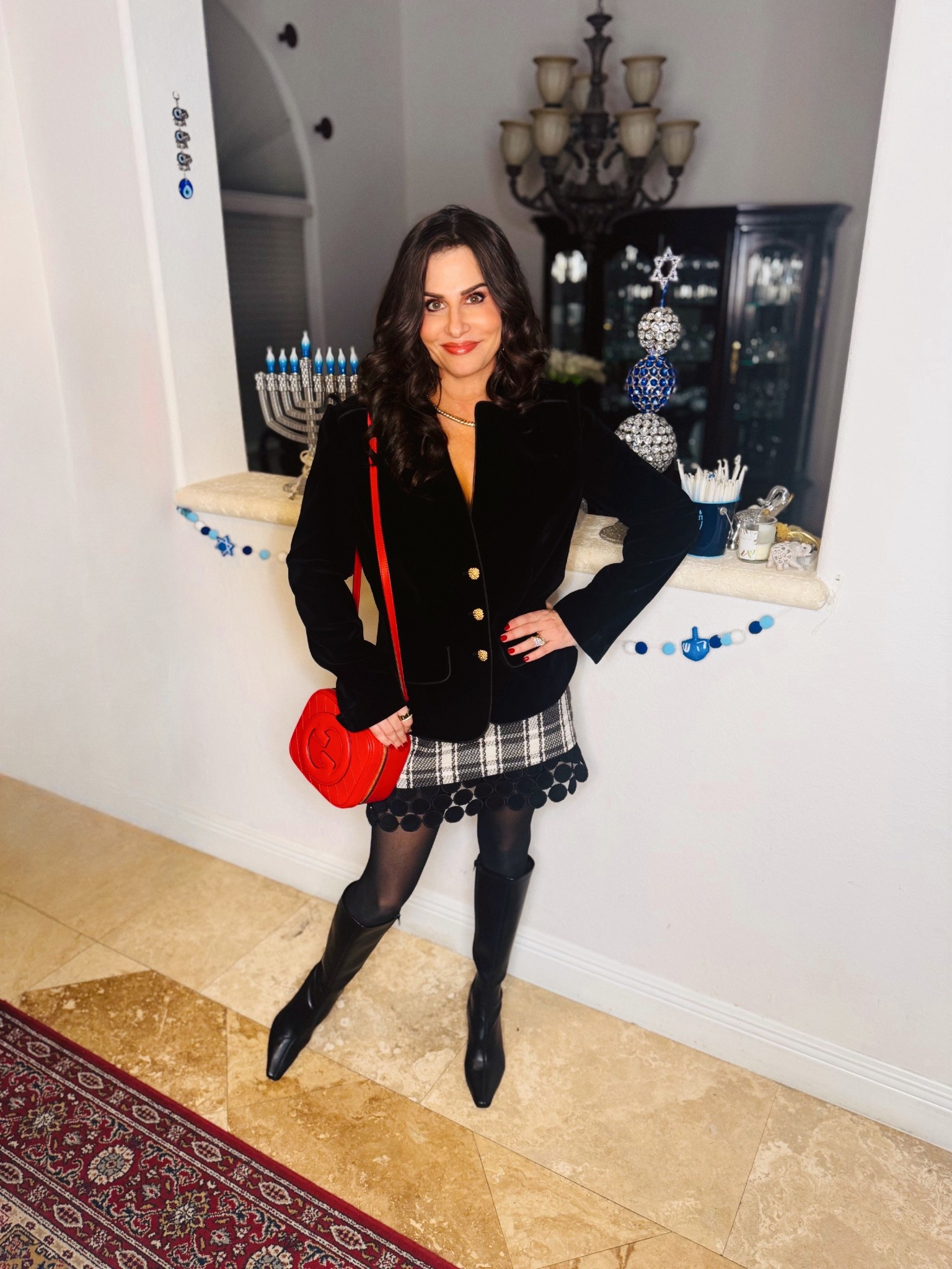 Velvet jacket , plaid skirt ( cute office holiday look ). Jacket sm , skirt 2 
#velvetjacket , #plaidskirt #officeparty 

#LTKOver40 #LTKHoliday #LTKSeasonal