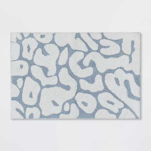 Leopard Print Tufted Bath Rug Blue/White - Opalhouse™ | Target