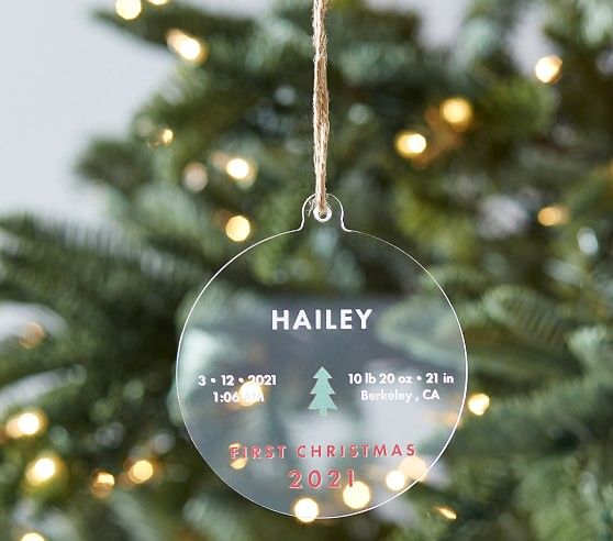 Baby's First Round Acrylic Personalized Ornament | Pottery Barn Kids