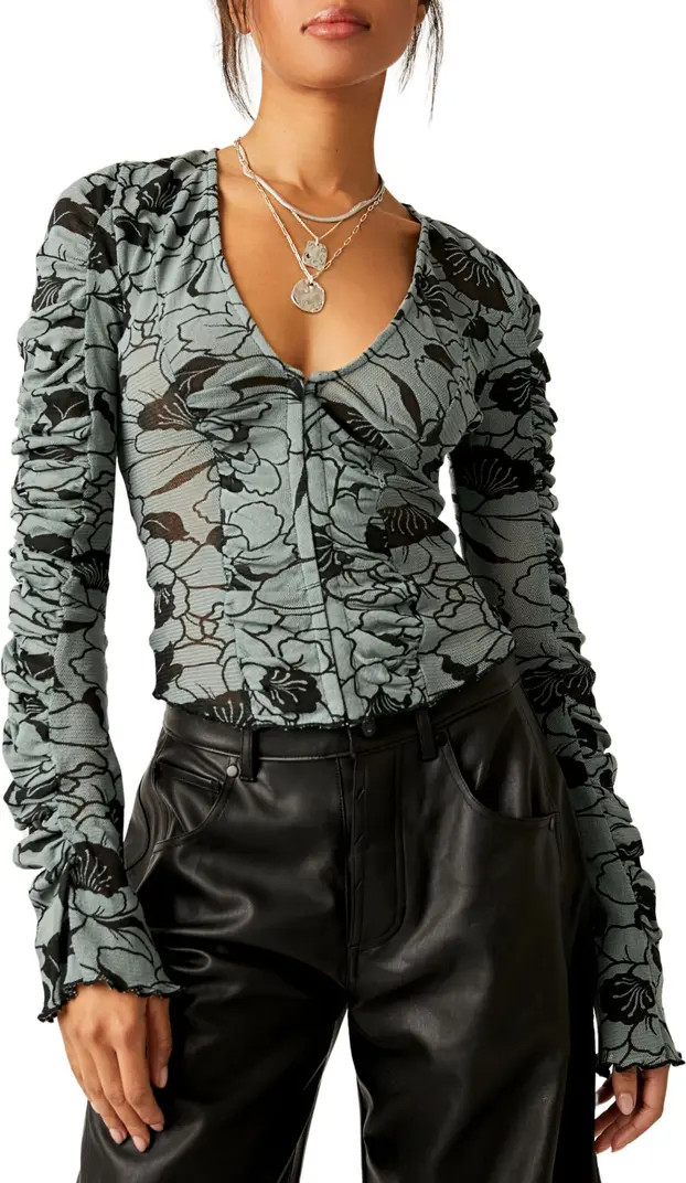 Through the Meadow Ruched Mesh Top | Nordstrom