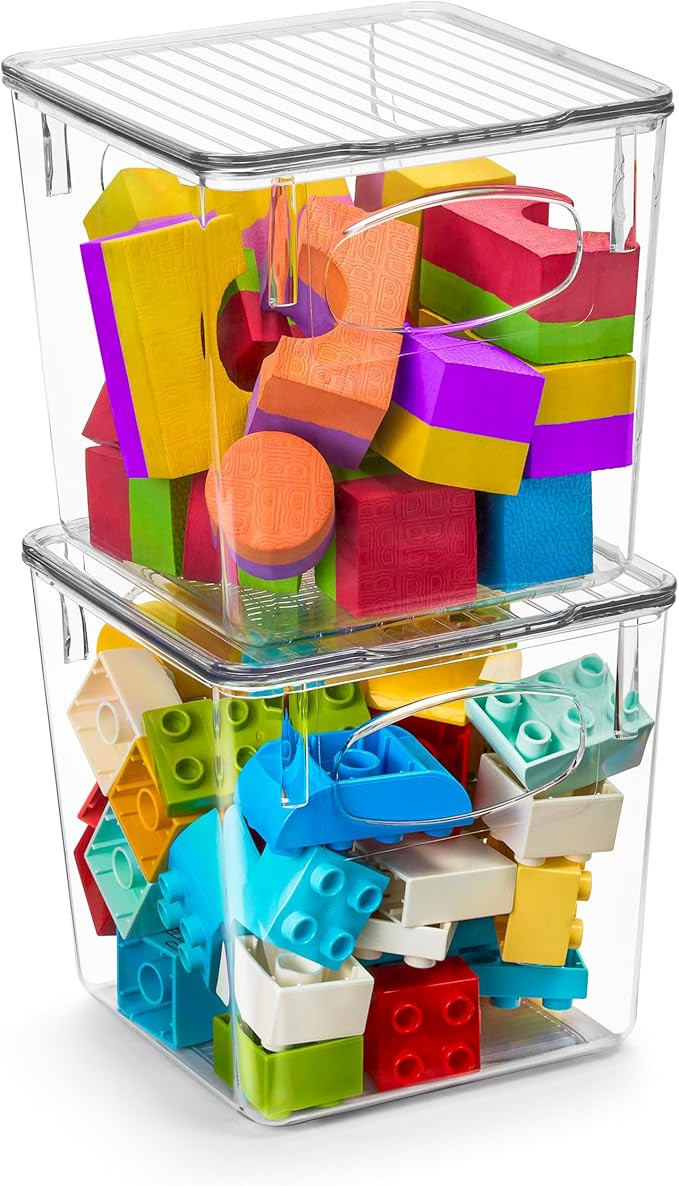 Sorbus Small Clear Plastic Storage Bins with Lids, Clear Stackable Storage Bins, Clear Toy Storag... | Amazon (US)