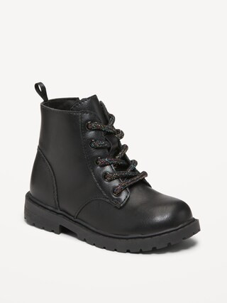 Faux-Leather Side-Zip Combat Boots for Toddler Girls | Old Navy (CA)