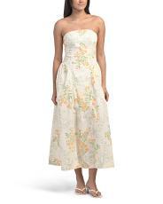 Strapless Basque Waist Printed Maxi Dress | TJ Maxx